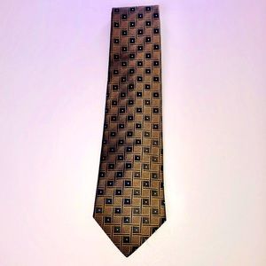 Jones New York Silk Square Pattern Gold Tie